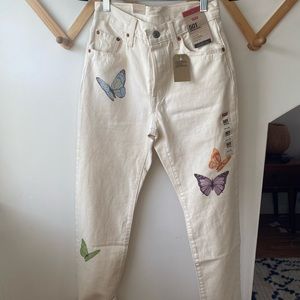 New! LEVIS 501 | Give Me Butterflies High Rise Denim Straight Leg